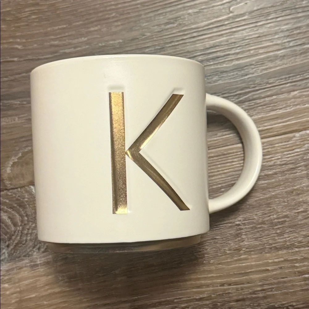 Gold Initial 'K' Cream Mug